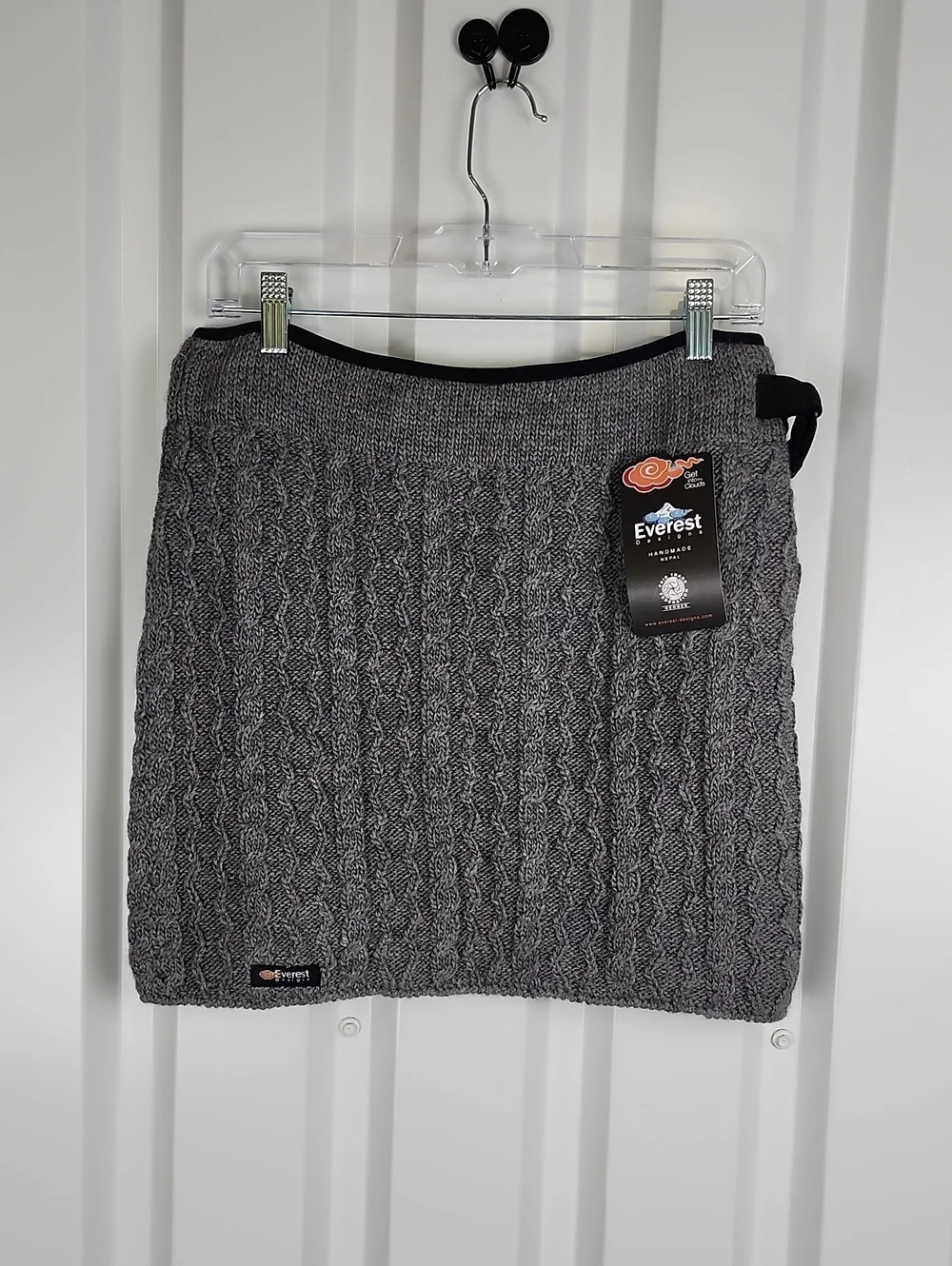 Everest Designs 100% Wool Cable Knit Skirt Gray Med NWT Apres Ski Layering Lined